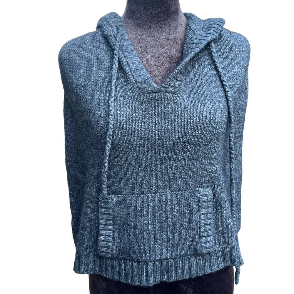 Lambswool Cotton Blend Hoodie Sweater Poncho Shrug M/L